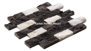 White Black Marble Split Face Mosaic